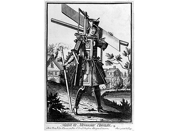 « Habit de Menuisier Ébéniste », gravure de Nicolas de Larmessin, fin XVIIᵉ siècle.